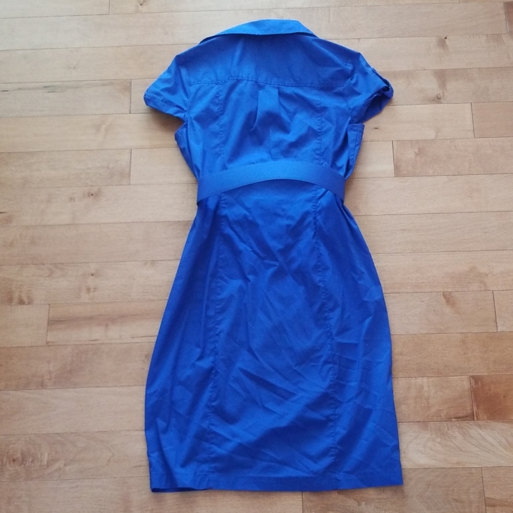 Express Cobalt Blue Button Down Belted Dress - image 4